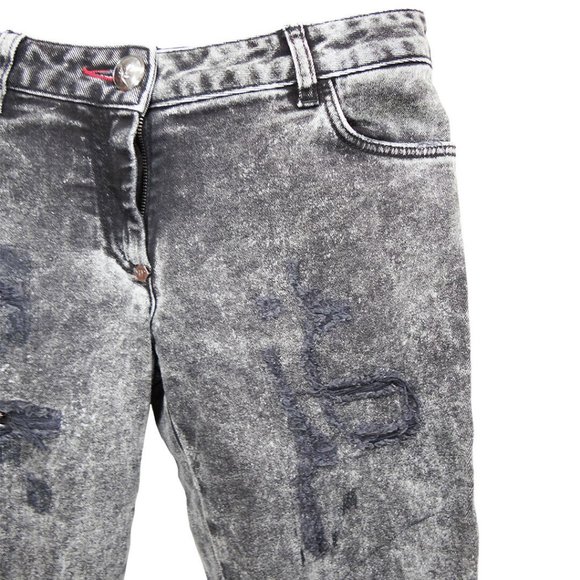 NWT 100% Auth Philipp Plein Boyfriend Cut Embellished Denim Jeans Size 30 Italy - Picture 4 of 12